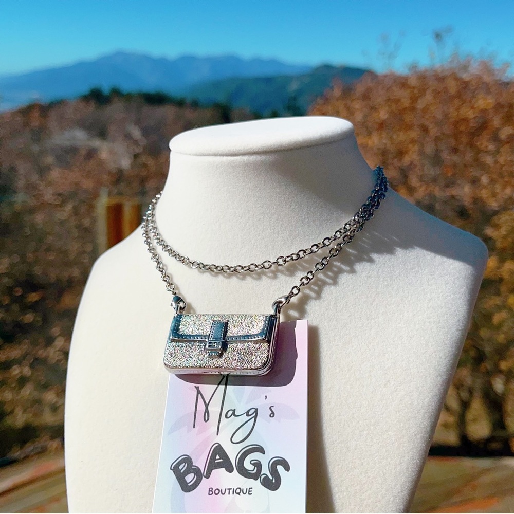 Fendi: Baguette Bag Silver Necklace *RARE* - Picture 1 of 10